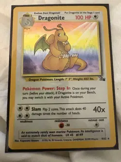 POKEMON! FOSSIL UNLIMITED! DRAGONITE! HOLO RARE! 4/62 LP CONDITION! - Image 1