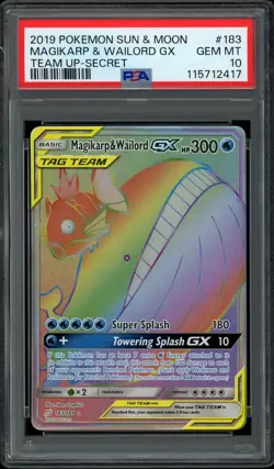 Pokemon PSA 10 Magikarp & Wailord GX 183/181 Sun & Moon Team Up Rainbow Mint - Image 1