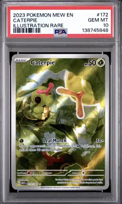 POKEMON MEW EN-151 172 CATERPIE ILLUSTRATION RARE PSA 10 - Image 1