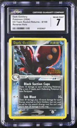 CGC 7 Pokemon Dark Octillery 8/109 2004 EX Team Rocket Returns Rare Reverse Holo - Image 1