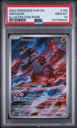 PSA 10 GEM MT #199 GROUDON 2023 POKEMON PAR EN-PARADOX RIFT ILLUSTRATION RARE - Image 1