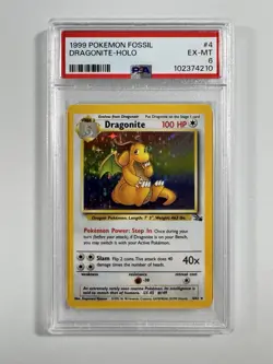 1999 POKEMON FOSSIL HOLO #4 DRAGONITE PSA 6 - Image 1