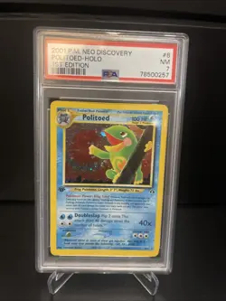 NM 7 PSA Graded 2001 Pokemon Neo Discovery #8 Politoed Holo 1st Edition - Image 2