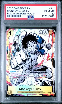 2025 ONE PIECE OP10-111 PREMIUM CARD COLLECTION VOL 1 MONKEY D LUFFY PSA 10 - Image 1