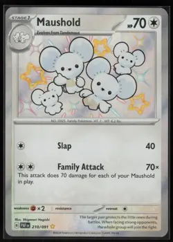 Pokemon Maushold - Shiny Rare Holo SV: Paldean Fates 2024 210/091 NM - Image 1