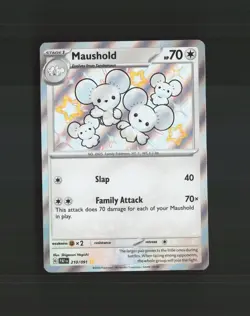 Maushold 210/091 Paldean Fates Shiny Rare Holo Pokemon Card NM - Image 1