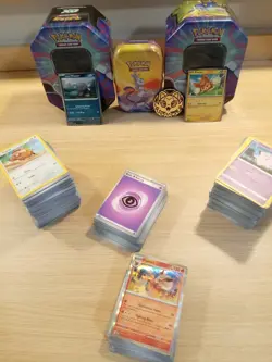 Pokemon Cards Gift Tin Bundle - 500 x Card, 3 tins and 60+ Bulk Booster Joblot - Image 1