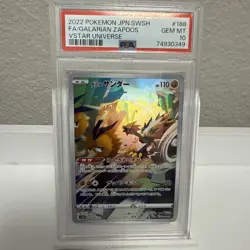 Galarian Zapdos 188/172 Vstar S12a FA PSA 10 Japanese Pokemon - Image 1