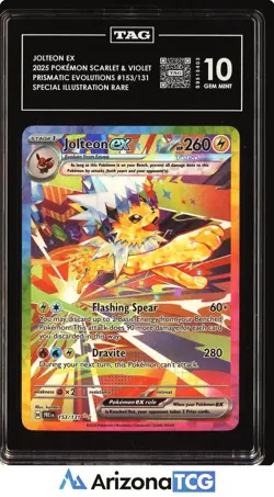 Pokemon 2025 Jolteon ex 153/131 Full Art SIR Prismatic Evolutions GEM MT TAG 10 - Image 1