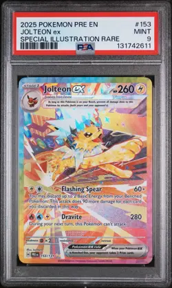 JOLTEON EX 153/131 PSA 9 PRISMATIC EVOLUTIONS SIR HOLO POKEMON CARD ENGLISH - Image 1