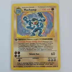 Pokemon Machamp 1st Edition Holo Rare Base Set Deck Exclusives 8/102 TCG Card - Image 1
