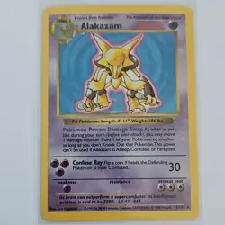 Pokemon Alakazam 001/102 Base Set Shadowless Holo Rare English TCG Card 1999 - Image 1