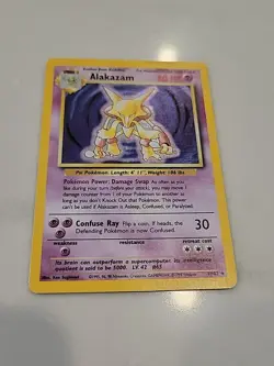 Alakazam Pokemon TCG Base Set Holo Card 1/102 Unlimited Holo Rare 1999 - Image 2