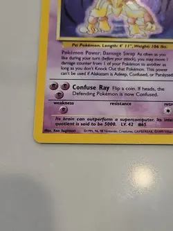 Alakazam Pokemon TCG Base Set Holo Card 1/102 Unlimited Holo Rare 1999 - Image 3