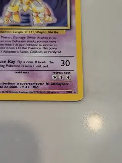 Alakazam Pokemon TCG Base Set Holo Card 1/102 Unlimited Holo Rare 1999 - Image 4