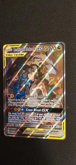 Pokemon 2019 Reshiram & Zekrom GX Full Art Holo Card 222/236 Sm-Cosmic Eclipse - Image 3