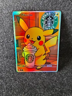 PokeTeamLegends Pokemon Card Holo (FanArt!!!) Starbucks Pikachu - Image 1