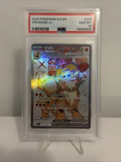 Pokemon TCG Scarlet & Violet Arcanine EX Card 224/198 Full Art Ultra Rare PSA 10 - Image 1