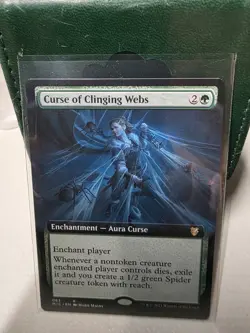 Magic the Gathering Card: Curse of Clinging Webs Extended Art #063 MIC Rare! NM - Image 1