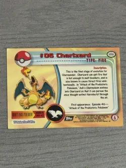 Pokemon TCG Topps Charizard #06 Series 1 Red Back NM - Image 2