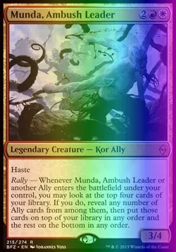 Magic the Gathering MTG Munda, Ambush Leader (215) Battle for Zendikar LP FOIL - Image 1