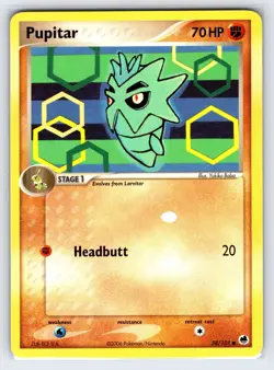 Pupitar WHITE INK DOT ERROR 58/101 2006 EX Dragon Frontiers Pokemon Card - Nm - Image 1