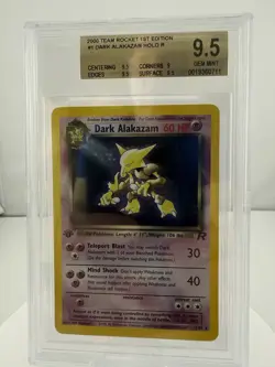2000 POKEMON TEAM ROCKET 1ST EDITION HOLO R #1 DARK ALAKAZAM BGS 9.5 - Image 1