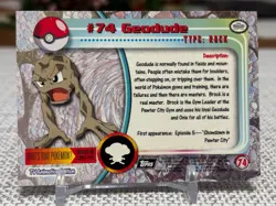 1999 Topps Pokemon #74 Geodude (TV Animation Series 1) 2nd Prt Black Logo NM - Image 2