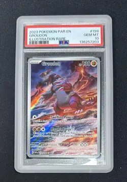 PSA 10 GEM MT #199 GROUDON 2023 POKEMON PAR EN-PARADOX RIFT ILLUSTRATION RARE - Image 1