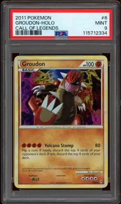 Pokemon PSA 9 Groudon 6/95 Heartgold & SoulSilver Call of Legends Holo Rare Mint - Image 1