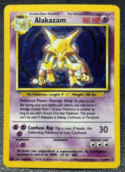 Alakazam 1/102 - Unlimited Holo Rare - Vintage Pokemon TCG: Base Set - LP/MP - Image 1