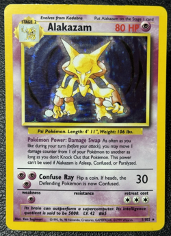 Alakazam 1/102 - Unlimited Holo Rare - Vintage Pokemon TCG: Base Set - MP/HP - Image 1