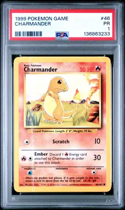 PSA 1 Poor Pokemon Base Set Vintage Slab Pikachu Squirtle Bulbasaur Charmander - Image 3