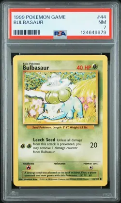 PSA 7 NEAR MINT Pokemon TCG Bulbasaur 044/102 Base Set Vintage WOTC Slab - Image 1