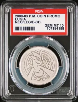 PSA 10 GEM MINT Lugia Metal Coin Pokemon Neo 2000-2003 Deck Promo Vintage Slab - Image 1