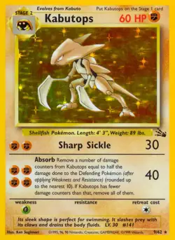 Kabutops - 9/62 - Pokemon Fossil Unlimited Holo Rare Card WOTC NM - Image 1
