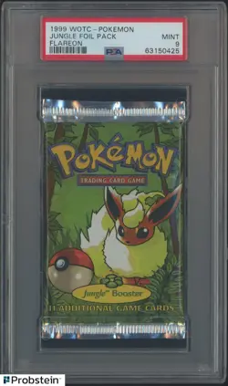1999 WOTC Pokemon Jungle Foil Booster Pack Flareon Art PSA 9 MINT - Image 1