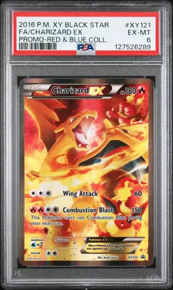 2016 POKEMON XY BLACK STAR PROMO RED & BLUE COLL FULL ART/CHARIZARD EX PSA 6 - Image 1