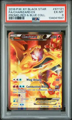 2016 POKEMON XY BLACK STAR PROMO RED & BLUE COLL FULL ART/CHARIZARD EX PSA 6 - Image 1