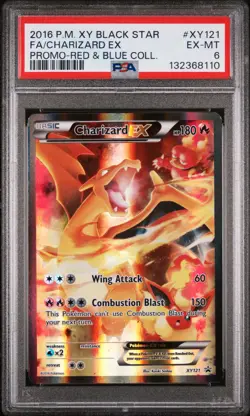 2016 POKEMON XY BLACK STAR PROMO RED & BLUE COLL FULL ART/CHARIZARD EX PSA 6 - Image 1