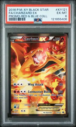 2016 POKEMON XY BLACK STAR PROMO RED & BLUE COLL FULL ART/CHARIZARD EX PSA 6 - Image 1