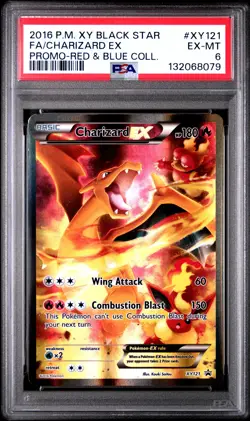 2016 POKEMON XY BLACK STAR PROMO RED & BLUE COLL FULL ART/CHARIZARD EX PSA 6 - Image 1