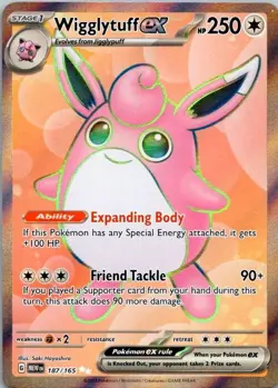 Pokemon TCG Wigglytuff ex 187/165 Sv: Scarlet & Violet 151 Holo NM (SKU 1-2) - Image 1