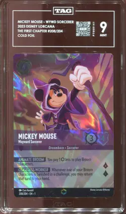 Disney Lorcana Mickey Mouse Wayward Sorcerer Enchanted Graded TAG 9 #208 - Image 3
