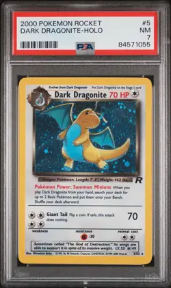 Vintage Pokemon Team Rocket Dark Dragonite Holo 5/82 WOTC PSA 7 - Image 1