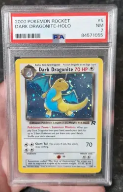 Vintage Pokemon Team Rocket Dark Dragonite Holo 5/82 WOTC PSA 7 - Image 3