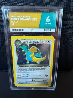 ACE 6 Dark Dragonite Team Rocket Pokemon Card 5/82 Holo Rare WOTC Vintage - Image 1