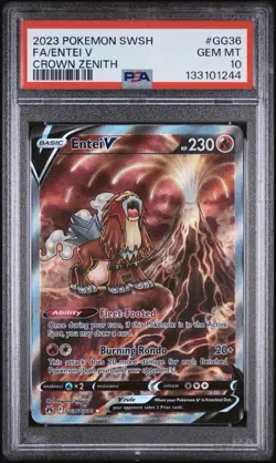 Entei V Crown Zenith Pokemon Sword And Shield Crown Zenith GG36 PSA 10 - Image 1