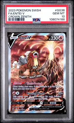 Entei V Crown Zenith Pokemon Sword And Shield GG36/GG70 PSA 10 - Image 1