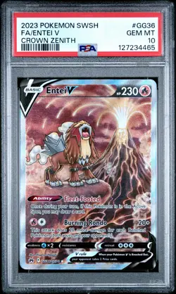 PSA GEM MT 10 - Entei V GG36/GG70 Sword And Shield Crown Zenith Pokemon - Image 1